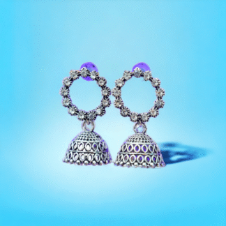 Silver Stone Jhumka