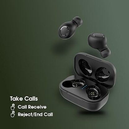 Candytech Aerotwin Wireless Bluetooth in Ear Earbuds with mic, 20 hrs Playtime, Touch Controls, Type- C Fast Charging, Bluetooth 5.0 (Black) - Image 2