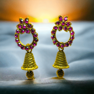 Flower Circle Jhumka (Pink)