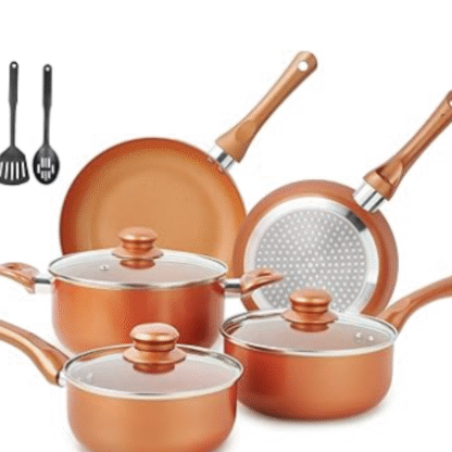 5-Piece Cookware Set,Copper Non Stick,Five Colors to Choose,Aluminum - Image 2