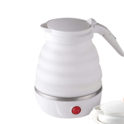 600ml Travelling Folding Kettle Electric Silicone Foldable Water Kettles Compression Leak-proof Portable Mini Kettle Household MUH24012406 white