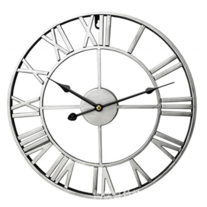 Hot selling European Metal Round Wall Cock Creative Home Decoration 31inch Silver for Living Room HB002-80S - Image 2