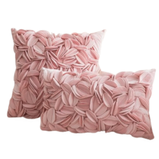 Hand-decorated pillow case solid color petal compound splicing sofa pillow headboard cushion -Pink