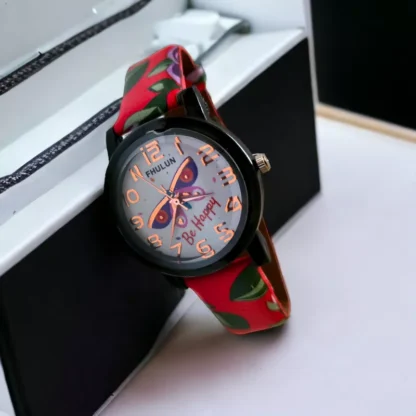 Girls Watch (Red Flower Design)
