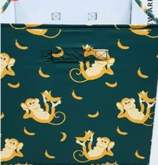 Fabric Foldable Storage Box for Home Organization Home Storage and Organization-Monkey pattern
